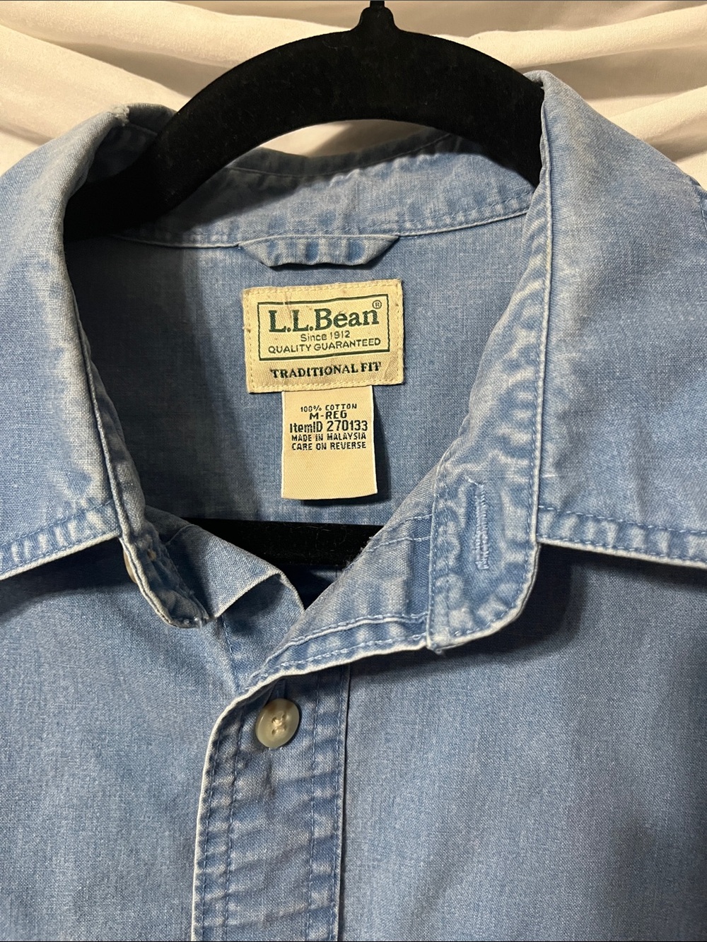 L.L. Bean Light Blue Denim Work Shirt - Picture 2 of 7